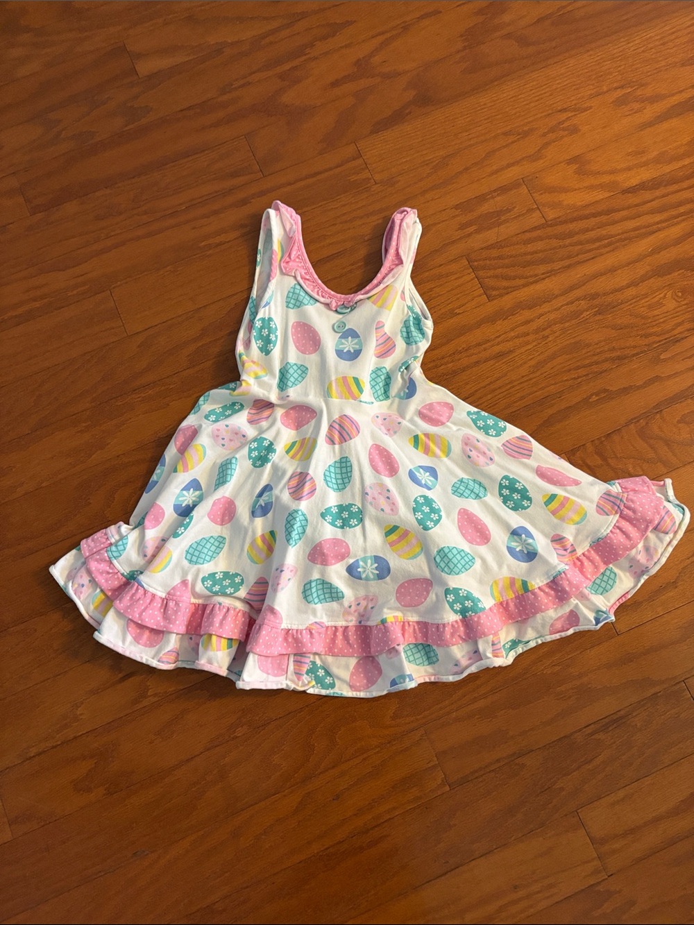 Girls' White & Pink Egg-Print Twirl Dress